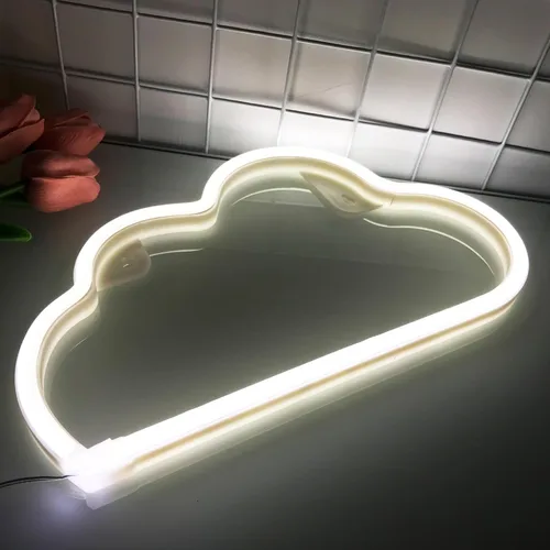 Miniatura 2 de Letreros de neón de nube, luz LED para decoración de pared, funciona con pilas o USB, para dormitorio, estética, habitación de adolescentes, niñas