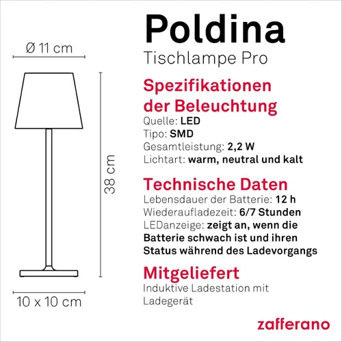 Miniatura 4 de Zafferano Poldina Pro Lámpara de mesa LED (color: hoja de oro) Touch On/Off, táctil regulable, aluminio, protección IP54, solo