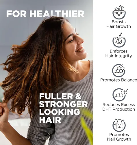 Miniatura 4 de Nutrivein Bloqueador DHT prémium para hombres y mujeres, con biotina, suministro para 30 días (60 cápsulas): suplementos para el cabello