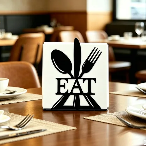 Miniatura 3 de Resama Servilletero de pie moderno para mesa, dispensador de servilletas de metal negro, tenedor, cuchara estilo servilletero, adecuado para cocina