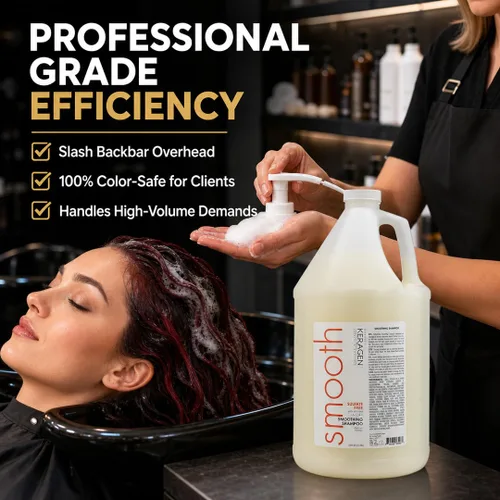 Miniatura 4 de KERAGEN Champú suavizante sin sulfato – Queratina, colágeno, pantenol y aceite de jojoba para cabello teñido y dañado Barra trasera de salón y uso