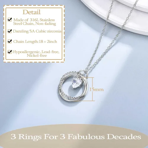 Miniatura 2 de EFVISD Regalos de cumpleaños para mujeres, collar de plata para mamá, hija, abuela, amiga, hermana, esposa
