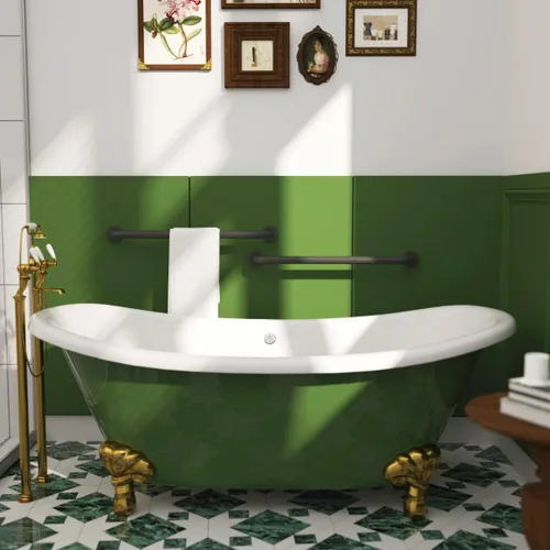 Miniatura 4 de Munzong - Paquete de 2 barras de agarre antideslizantes de 24 pulgadas para ducha, color negro aceitado de 1.25 pulgadas de diámetro, barra