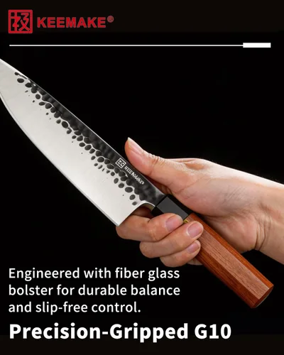 Miniatura 5 de Cuchillo de chef japonés KEEMAKE Gyuto - Cuchillo de cocina profesional de 8 pulgadas con hoja de acero de alto carbono 440C, cuchillos de corte