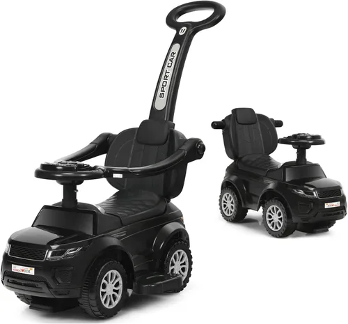 HONEY JOY Cochecito Empujador con Pedal, Coche Deslizante con Manija de Empuje y Barrera Desmontable, Sonido y Luces, Almacenamiento Bajo el