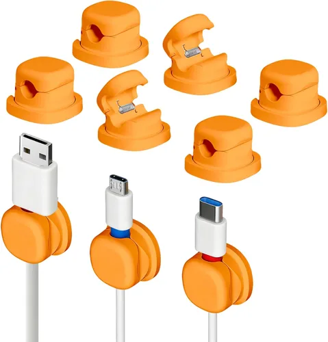 Miniatura 8 de Soporte de cable giratorio para mesita de noche, clips magnéticos giratorios de 360°, organizador de cable adhesivo fuerte para teléfono, hogar