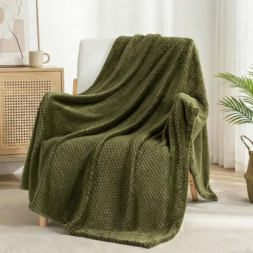 Miniatura 67 de Exclusivo Mezcla - Manta de vellón extragrande para sofá o cama, mantas supersuaves y cálidas con textura de gofre, acogedora, mullida y ligera Azul