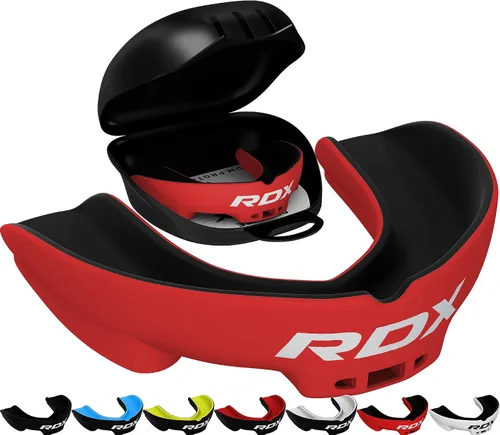 Miniatura 11 de RDX Protector Bucal para Boxeo MMA Kickboxing Muay Thai Judo Karate - Protector de Mandíbula con Funda de Almacenamiento para Adultos, Artes Rojo