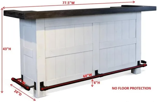 Miniatura 8 de Pemberly Row - Unidad de barra de madera estilo granja de 78" con pasamanos, estantes ajustables, estante para vinos removible, almacenamiento