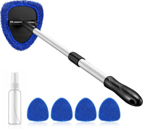 Miniatura 10 de AstroAI - Limpiador de parabrisas, limpiador de microfibra para ventanas de automóviles con 4 almohadillas de microfibra reutilizables, lavables