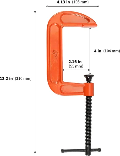 Miniatura 2 de 8 abrazaderas C, abrazadera C de acero resistente de 4 pulgadas, juego de abrazaderas en C de resistencia industrial para carpintería, soldadura