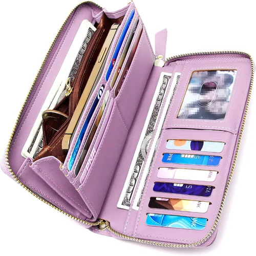 Miniatura 3 de GEEAD Custom Design Wristlet Wallets for Women PU Leather RFID Blocking Wallet