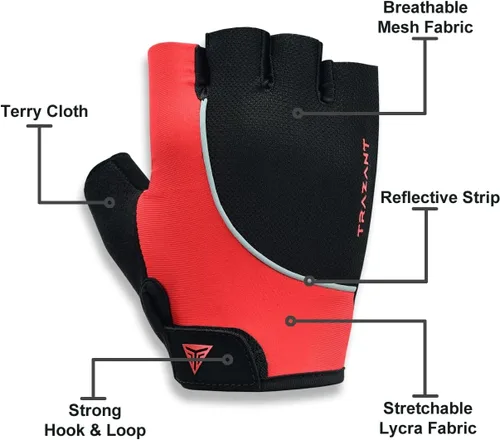 Miniatura 6 de Guantes de ciclismo de medio dedo, guantes de bicicleta antideslizantes de gel acolchados que absorben los golpes, guantes de ciclismo para hombres