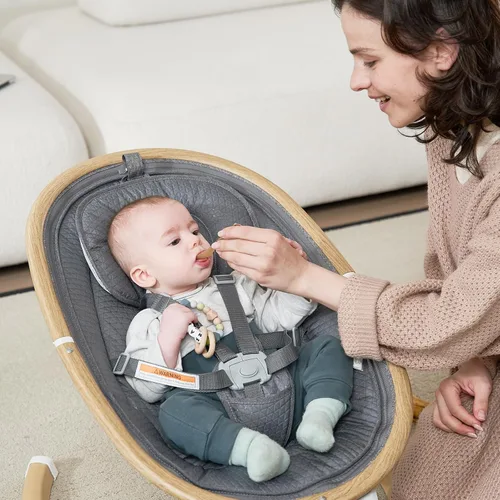 Miniatura 6 de Columpios de bebé para bebés, columpio eléctrico para recién nacido con 5 velocidades, 10 canciones de cuna, apto para 0-6 meses