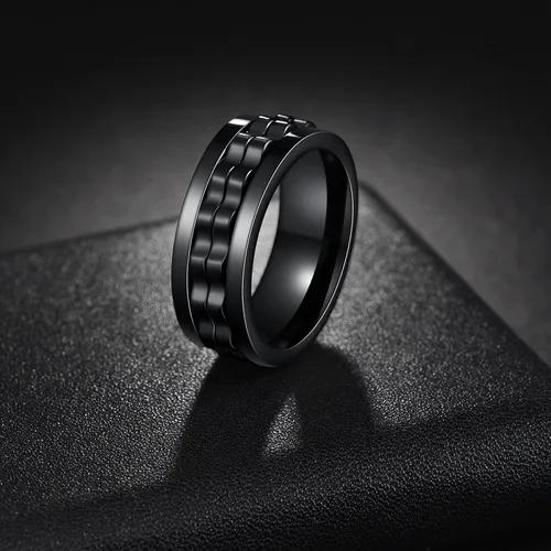 Miniatura 118 de Anillos giratorios para la ansiedad para hombre, anillos clásicos de cadena para mujeres y adultos, anillo de acero de titanio