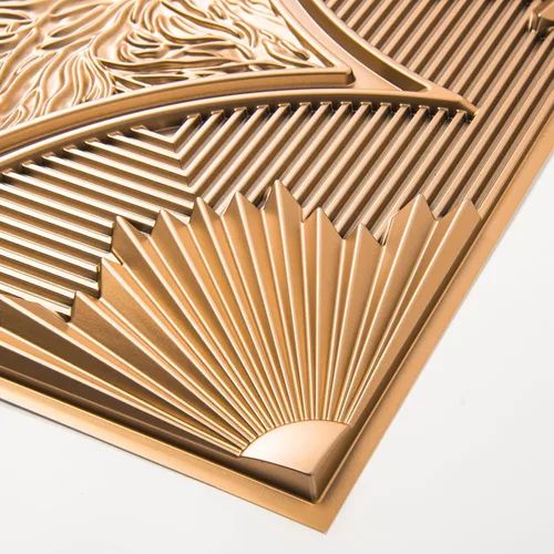 Miniatura 8 de Art3d Azulejos de techo colgantes de 24 x 24 pulgadas en bronce (paquete de 12, 48 pies cuadrados), paneles de revestimiento 3D adhesivos de 2 x 2