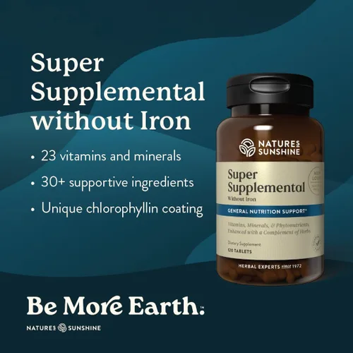 Miniatura 2 de Nature's Sunshine Súper suplementario sin hierro, 120 tabletas Multivitamínico para hombres y mujeres proporciona vitaminas, minerales