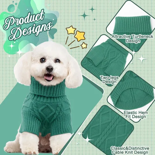 Miniatura 3 de Emust Suéter para perro pequeño, trajes de cable para perros pequeños, suéteres cálidos de otoño e invierno para perros pequeños y medianos, azul