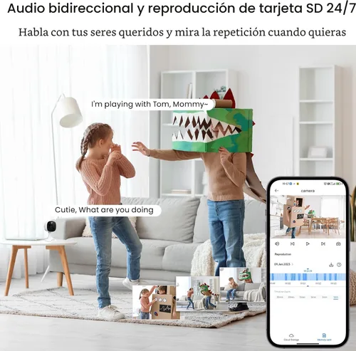 Miniatura 7 de AOQEE Cámaras 2K para Seguridad del Hogar - Cámara para Exteriores/Interiores para Perro/Gato/Mascota/Niñera/Bebé, Visión Nocturna a Color, Luz