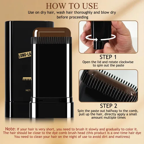 Miniatura 8 de Barra de color para el cabello, resistente al agua y al sudor, lápiz de tinte para el cabello, toques de color portátiles con peine, barras de 02#
