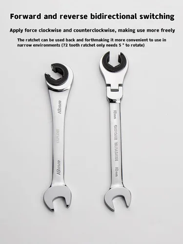 Miniatura 2 de Llave combinada de trinquete para tubos, llave de cabeza ajustable flexible, herramientas manuales, llave de engranaje de anillo Herramientas
