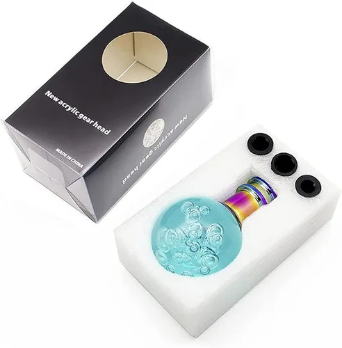 Miniatura 7 de Pomo de palanca de cambios redondo para palanca de cambios de bola transparente de cristal, apto para vehículos de transmisión atómica manual Negro