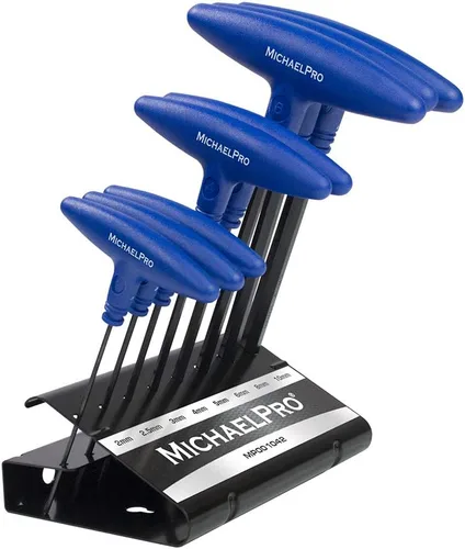 Miniatura 8 de MichaelPro MP001044 - Juego de llaves Allen de extremo de bola con mango en T de 8 piezas, juego de llaves hexagonales métricas
