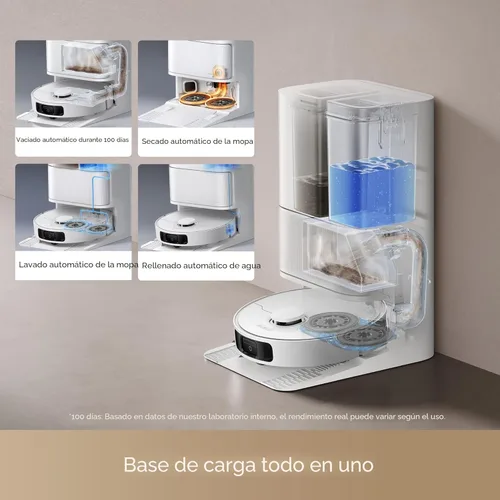 Miniatura 4 de DREAME L40s Ultra CE Robot Aspiradora y Trapeador Combo con base de autovaciado, succión de 13,000 Pa, trapeador autolimpiante y elevación Blanco