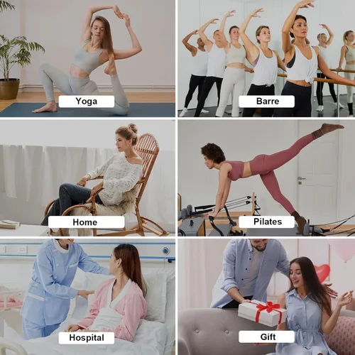 Miniatura 6 de Calcetines de pilates de agarre para mujer, calcetines de yoga con agarre para barre entrenamiento, hospital, calcetines largos