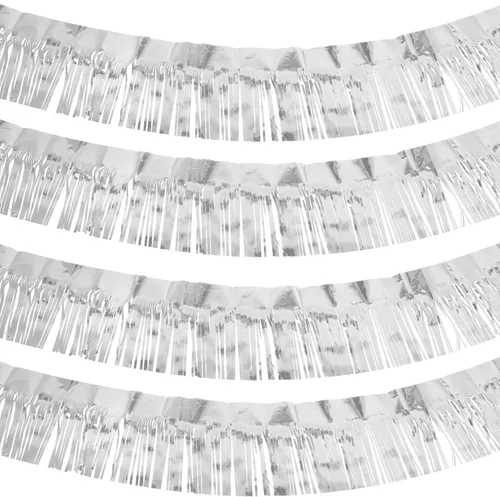 Miniatura 4 de 4 Paquetes de 40 Pies de Guirnalda de Flecos de Papel Aluminio con Flecos Metálicos de Oropel para Halloween, Navidad, Bandera Colgante para Bodas