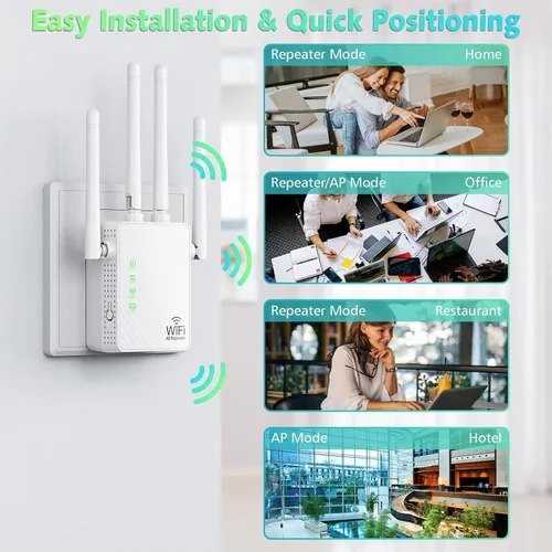 Miniatura 7 de Amplificador de señal WiFi de hasta 10000 pies cuadrados y 55 dispositivos, extensor de alcance WiFi, repetidor de Internet inalámbrico