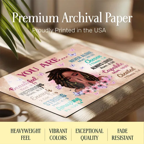 Miniatura 5 de Arte de Pared Afroamericano ENMARCADO - Regalos Cristianos para Mujeres, Mujeres Afroamericanas - Arte Negro de Inspiración - Escritura Espiritual