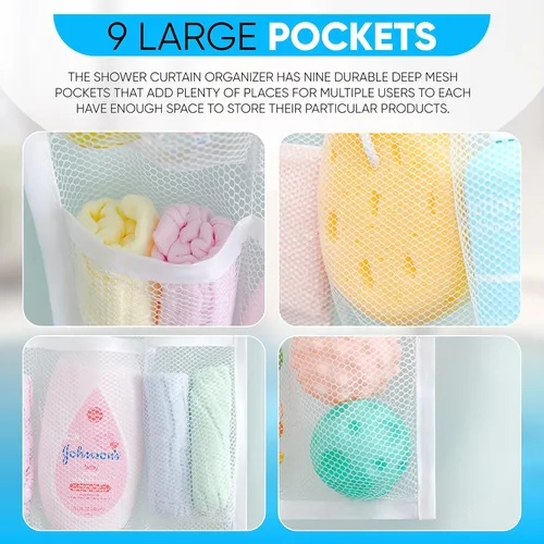 Miniatura 4 de Handy Laundry Cortina de ducha organizadora de baño -9 bolsillos- Perfecto para organizar el baño en casa, tus artículos de tocador y juguetes