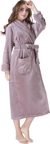 Miniatura 2 de Richie House RH1591 Bata de baño de vellón suave y afelpado para mujer