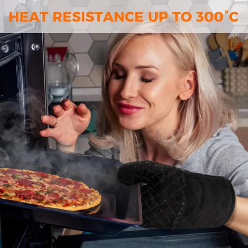 Miniatura 3 de Juego de 4 manoplas de horno y soportes para ollas de 500°F, soportes para ollas de cocina resistentes al calor, guantes de horno antideslizantes
