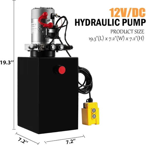Miniatura 3 de TOPDEEP Unidad de potencia hidráulica Remolque de descarga de doble efecto de 8 cuartos de galón Bomba hidráulica DC 12V, bomba hidráulica Depósito