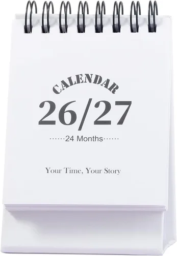Miniatura 22 de Calendario de escritorio 2026-2027, calendario de 2 años desde enero de 2026 hasta diciembre de 2027, planificador mensual de mesa con calcomanías