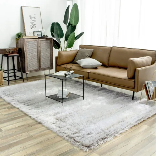 Miniatura 81 de Ashler Home Deco - Tapete de pelo sintético de oveja, mullido, suave, de 2 x 3 pies, lavable a máquina, dormitorio, habitación de los niños, sala