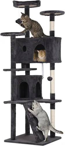 Miniatura 12 de Árbol para gatos de 54 pulgadas, torre de escalada para gatos con poste rascador, casa para gatos con percha, árbol para gatitos, condominio