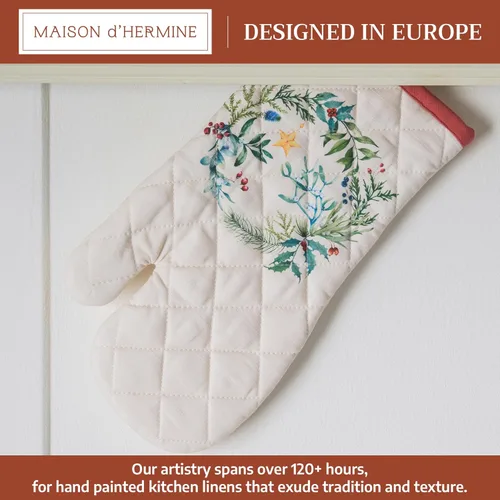Miniatura 2 de Maison d' Hermine - Guantes de cocina Holly Time, 100 % algodón, manoplas de horno para hacer una barbacoa, cocinar, hornear, para la parrilla