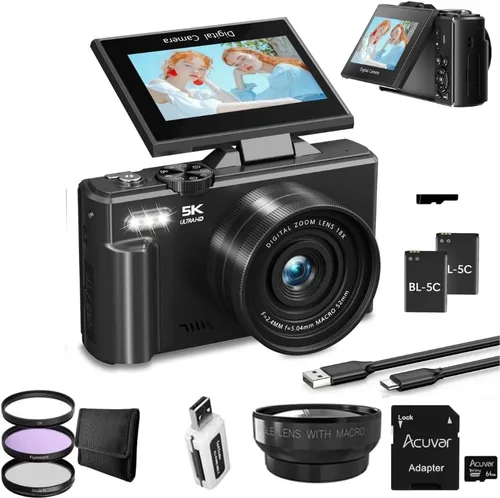 Miniatura 16 de Cámara digital 4K/5K - Cámara de vlogging UHD de 75MP para fotografía y video, WiFi, enfoque automático, pantalla abatible de 3 pulgadas, zoom 18X