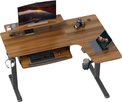 Miniatura 11 de EUREKA ERGONOMIC Escritorio eléctrico de pie en forma de L de 55 pulgadas, escritorio para juegos de computadora de altura ajustable con bandeja