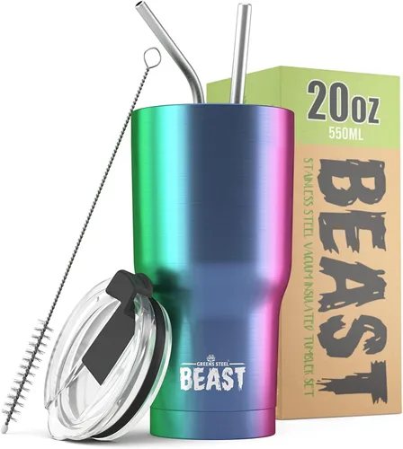 Miniatura 54 de Beast Vaso Térmico de 30 oz de Acero Inoxidable con Aislamiento al Vacío para Café y Hielo de Doble Pared Termo de Viaje (Rojo Arándano)