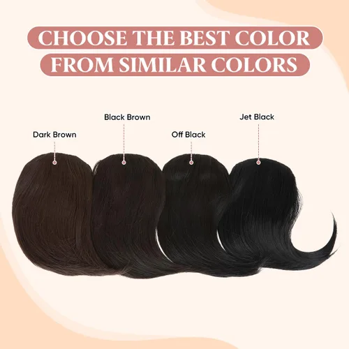 Miniatura 3 de SARLA Flequillo lateral negro marrón con clip en piezas de cabello sintético, extensión de flequillo recto para mujeres