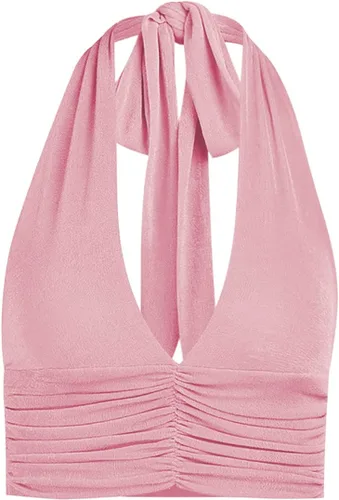 Miniatura 4 de Camiseta LYANER para mujer, con cuello en V ancho, estilo halter, con espalda al aire y sin mangas