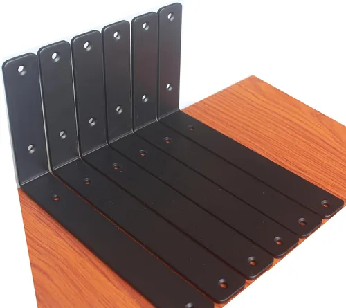 Miniatura 25 de Paquete de 12 soportes de estante en L de 8 pulgadas de largo x 6 pulgadas de alto x 1.5 pulgadas de ancho, 5 mm de grosor, soporte de estante en L