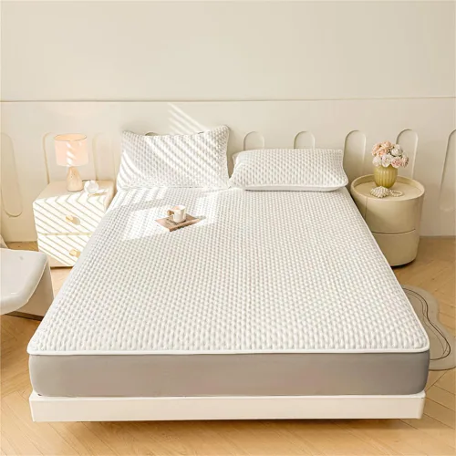 Mattress Protector, Waterproof Mattress Protector, Fits 6"-20" Mattresses with Deep Pocket, Cooling, Breathable Fitted Sheets, Soft Bed Cover, Blanco