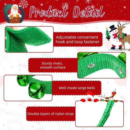 Miniatura 3 de LEIFIDE 20 pulseras de Navidad con campanas para muñeca, instrumentos musicales agitados, pulsera de ritmo ajustable, para escuela, familia