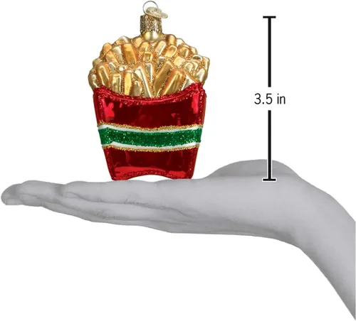 Miniatura 3 de Old World Christmas Ornamentos: Ballpark Foods Adornos de vidrio soplado para árbol de Navidad, papas fritas