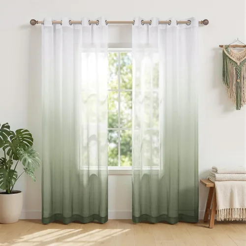 Miniatura 15 de KOUFALL - Cortinas negras de 63 pulgadas de largo para dormitorio, juego de 2 paneles con ojales, cortinas semitransparentes de imitación de lino